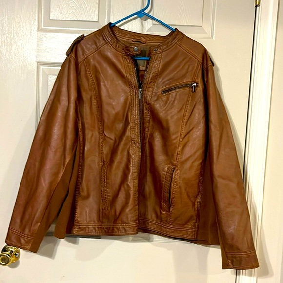Maurices Jackets & Blazers - Maurice’s Faux Leather Jacket EUC 3x Brown/Carmel